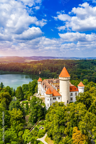Magnificent Konopiste castle sits in Beneov, Central Bohemian, Czech Republic, Explore the stunning architecture of the Konopiste castle in Beneov, Central Bohemian, Czech Republic.