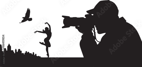 Photographer with Camera Silhouette Vector Art

Professional Photographer Black Silhouette Illustration

Creative Photography Silhouette Design