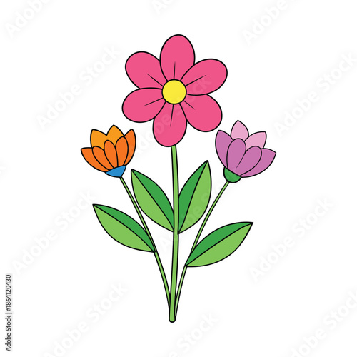 Fresh spring flowers bloom among soft green leaves, bringing color and gentle fragrance to the scene, symbolizing renewal, growth, and the beauty of nature.
