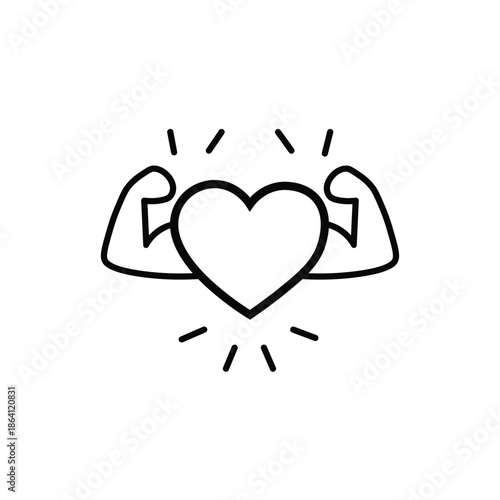 Strong arms holding heart symbol