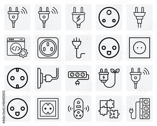 Electrical Connectors For Power Delivery, Featuring A Range Of International Plugs And Matching Wall Sockets For Global Use