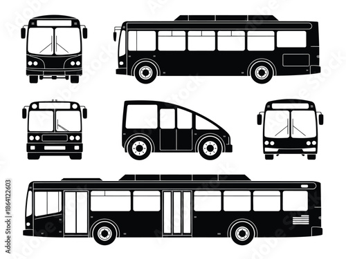 Various bus designs isolated on white background, Vector, illustration