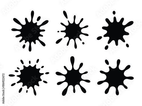 Collection of black paint splats isolated on white background, Vector, illustration