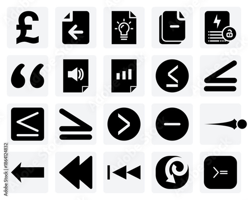 Navigation And Logic Glyphs For User Interfaces, Including Arrows And Comparison Operators.