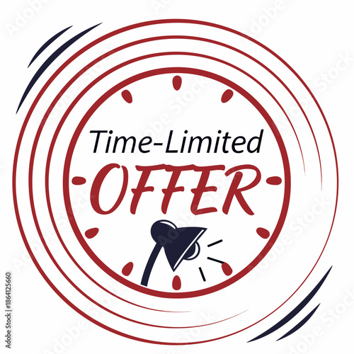 Minimalist Time Limited Offer Badge with Concentric Shrinking Circles, Vector Graphic for Urgent Retail Promotion and Flash Sale Events