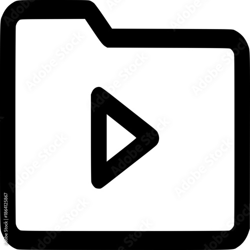 Digital Play Folder Icon: A simplified graphic of a folder with a play button icon representing digital media and content organization.