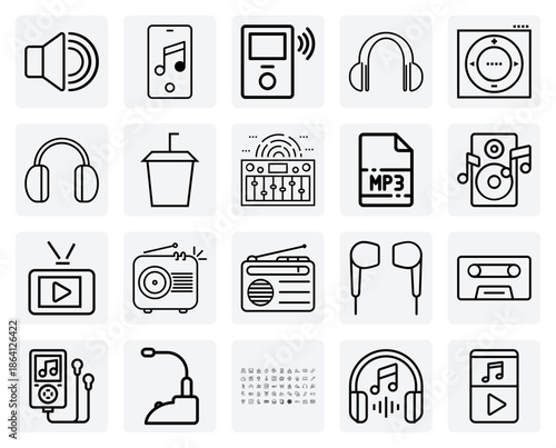 Connecting People With Music Technology – Characters Listening With Headphones, Mp3 Players, And Other Audio Gadgets