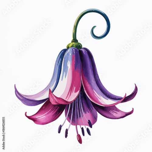 A stunning illustration of a purple flower, showcasing its elegant curves and vibrant colors. This artwork highlights nature's artistry and the beauty of floral design.