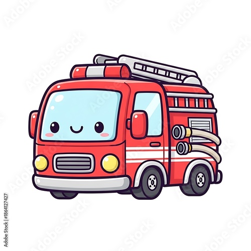 Wallpaper Mural Smiling cartoon fire truck vehicle. Torontodigital.ca