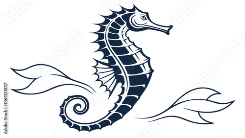 seahorse silhouette vector illustration, isolated on white