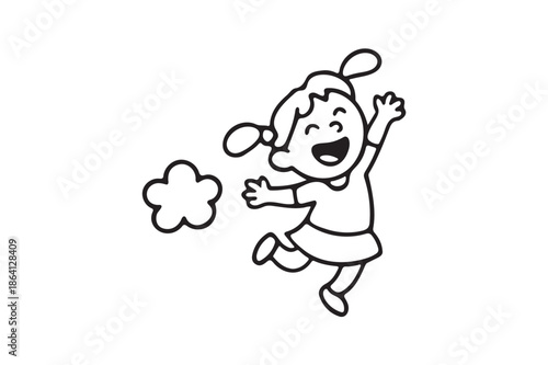 Dancing girl icon on white background.