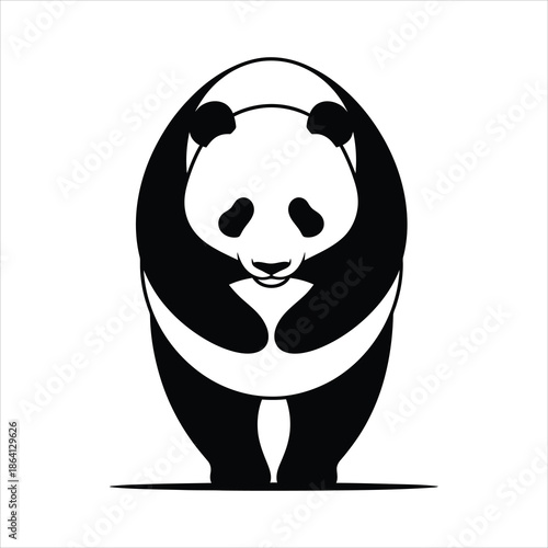 Minimalist black and white panda illustration capturing the essence of the beloved bear, a conceptual design