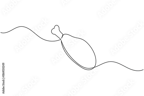 Minimalist chicken drumstick continuous line art food icon