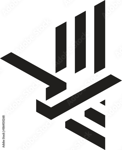 Abstract Geometric Black and White Bar Chart Concept Logo Icon for Financial Growth and Business Analytics