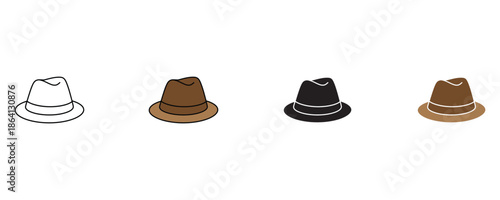 Fedora hat icon set vector on white background. fashion, accessories, headwear symbol. vector illustration.