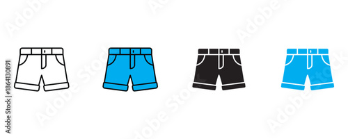 short pant icon set vector on white background. shorts, fashion, clothing, apparel symbol. vector illustration.