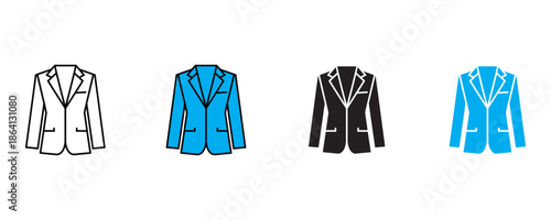 Business blazer icon set vector on white background. jacket, professional, modern, fashion, clothing, formal dress icon. vector illustration.