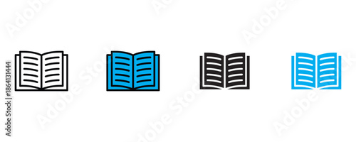 Open book icon set vector on white background. education, learning, icon. knowledge, information, literature, textbook symbol. vector illustration.