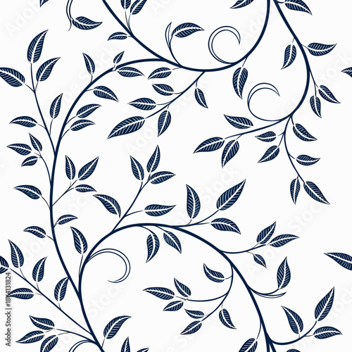 Elegant blue leaf pattern