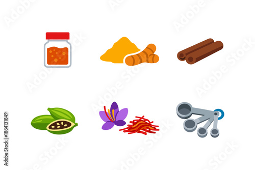 Colorful spice icons collection: enhance your design with vibrant flavors and aromas