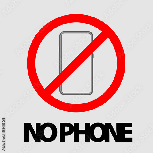 A no smartphone prohibition symbol icon, mobile phone ban sign, stop smartphone usage graphic for warning and restriction labels