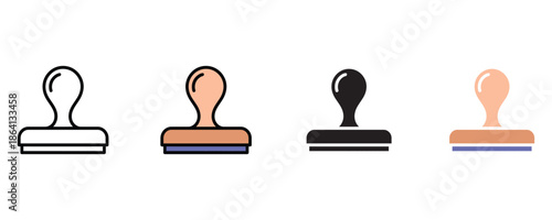 Rubber stamp icon set vector on white background. approval, validation, document, paperwork, administration, organization, management symbol. vector illustration.