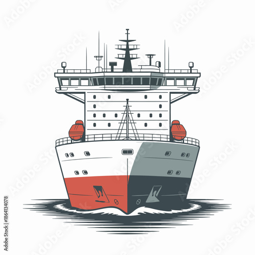 This illustration depicts a modern ship navigating through calm waters, representing maritime industry and the essence of adventure on the sea.