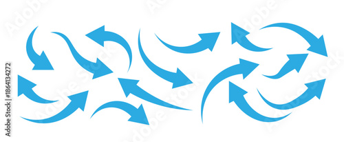 Blue arrows in circular motion on white background