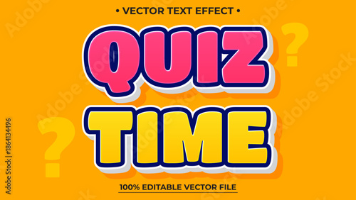 Editable text effect, Quiz Time text with modern color style