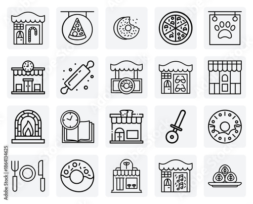 Neighborhood Eateries And Food Shops – Bakeries, Pizzerias, And Candy Stores For Restaurant And Foodie Branding Projects.