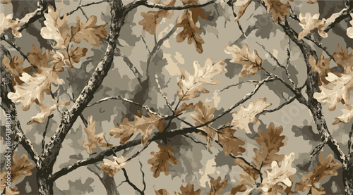 Hunting camouflage modern pattern, vector military print. real tree forest camouflage seamless pattern