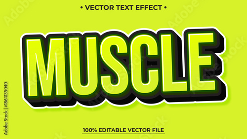 Muscle editable text effect style 3d bold green color theme sport