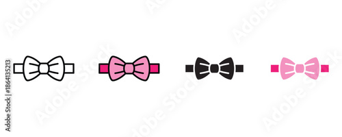 Bow tie icon set vector on white background. fashion, accessory, clothing, design symbol. vector illustration.