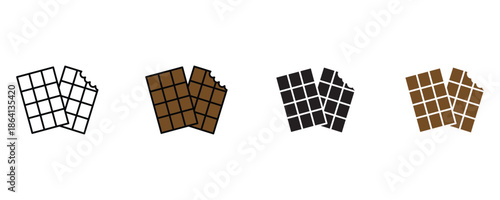 Chocolate bar icon set vector on white background. sweets, treats, dessert, food, snack icon. vector illustration.