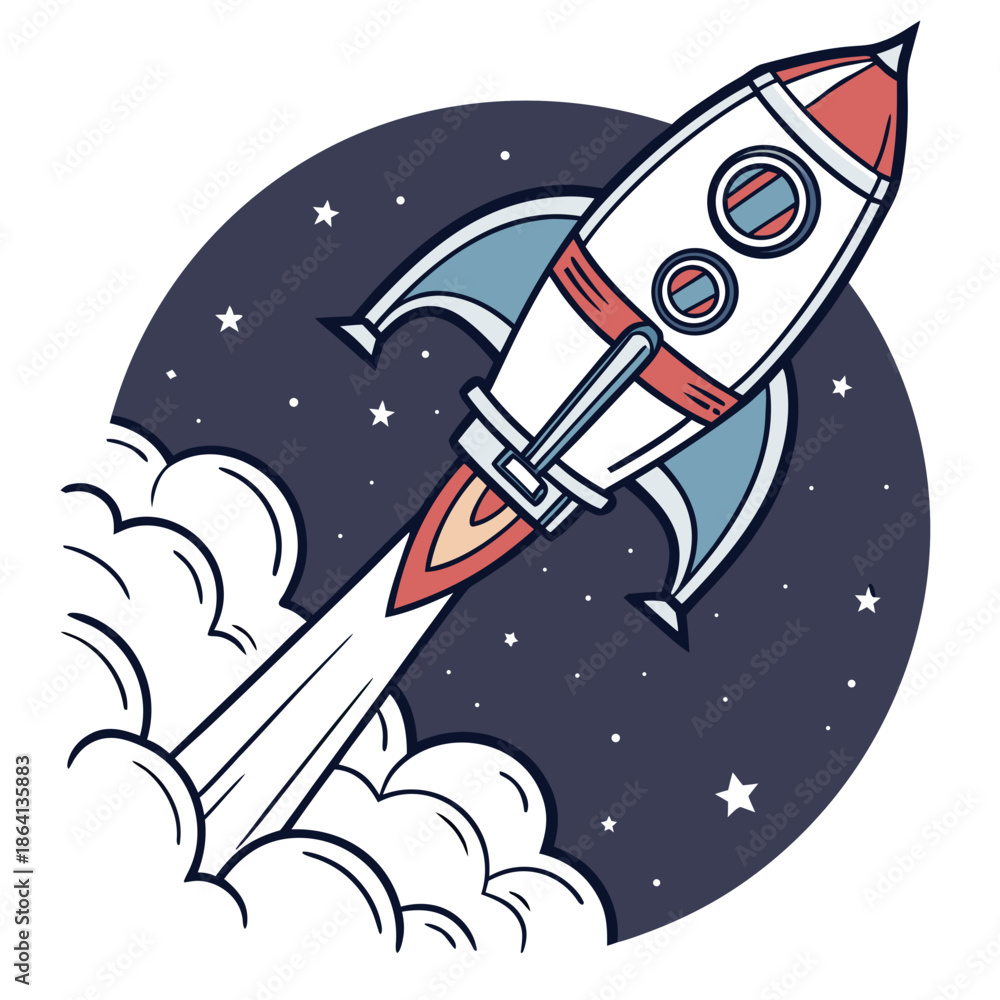 Fototapeta premium Startup Launch Symbol Featuring a Creative Rocket Ship Metaphor for Digital Campaigns