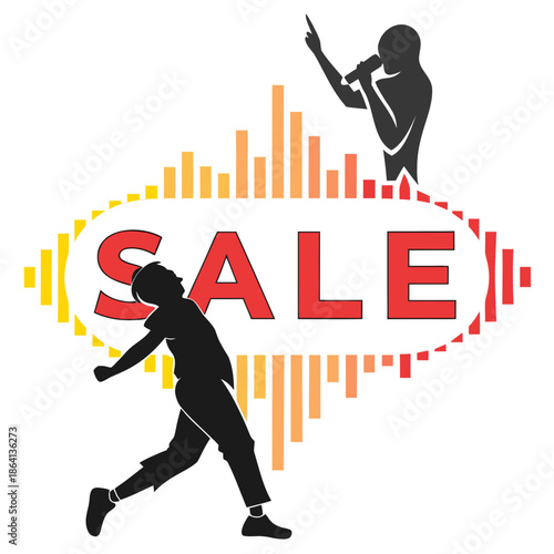 Modern Sale Icon Inspired by Sound Wave Peaks and Frequency for Audio-Visual Marketing