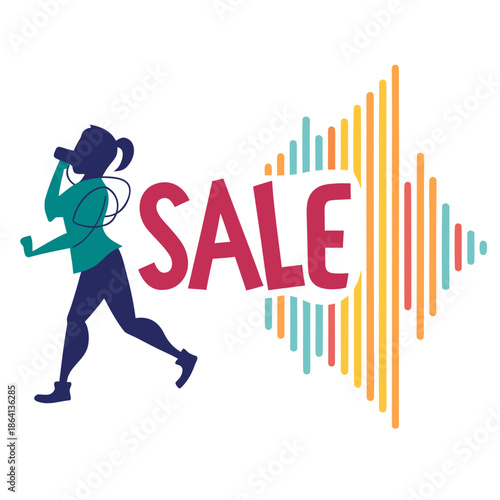 Sale Frequency Icon with Sound Wave Peaks and Audio Equalizer Style for Digital Advertising