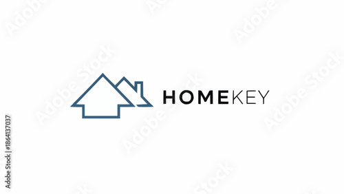 Home Key Logo Design with House Icon and Text.