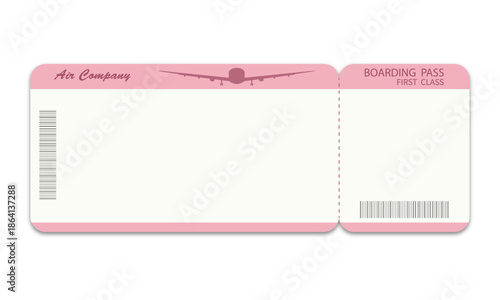 Airplane ticket template on white background.