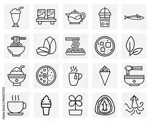 Japanese Food Classics – Iconic Dishes Like Ramen, Yakisoba, And Green Tea For Asian Culinary Themed Projects.