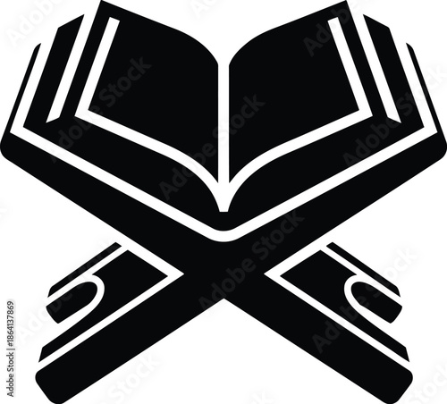 Stylized Open Book with Crossed Arms Logo Design