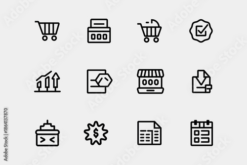 Shopping cart and shopping icons set for online store and retail design