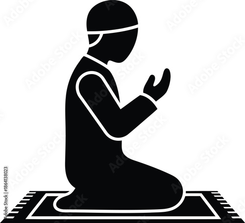 Islamic Prayer Silhouette Vector for Spiritual Designs