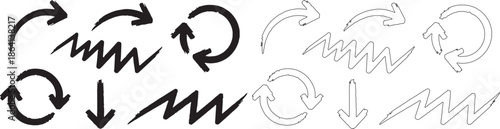 hand drawn arrows and curved pointers in black and gray