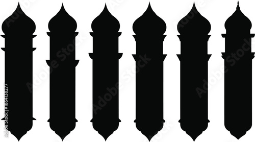 Elegant Black Silhouette Decorative Pillars Vector Design