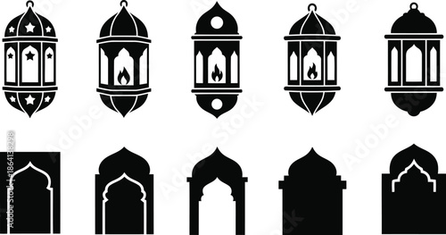 Elegant Silhouettes of Ethnic Lanterns and Arches for Decor