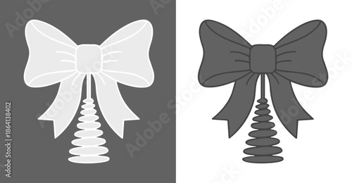 Christmas bow tree topper icon vector illustration, festive ribbon decoration symbol, holiday ornament design, winter celebration graphic, flat minimal style, isolated decorative element