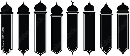 Elegant Black Silhouetted Decorative Pillars for Design Projects