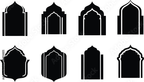 Elegant Black Silhouettes of Arched Architectural Frames