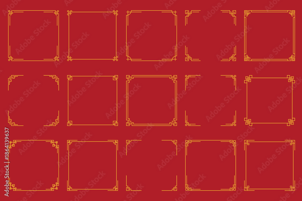 Fototapeta premium set of chinese traditional frame design, background decoration